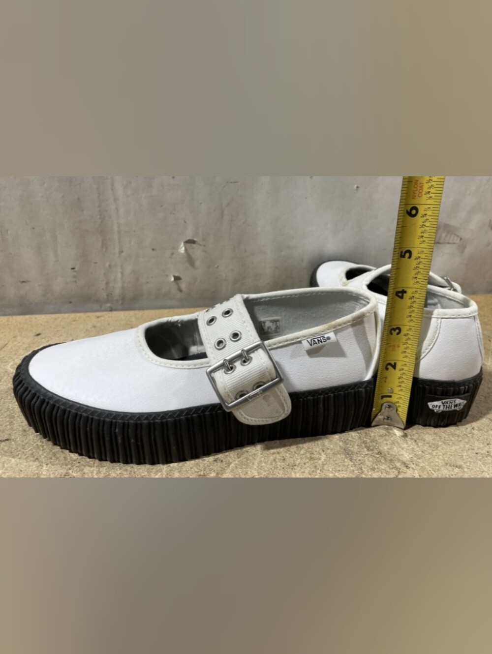Vans Mary Jane Creeper 'Grunge Ballet - White Black' Shoes Size 7 Like New - Picture 6 of 9